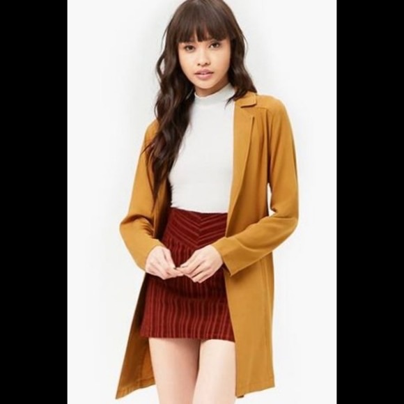 F21 Long Cardigan - Trench Style Layering Coat - Picture 2 of 6